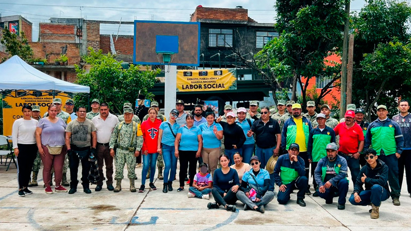 Gobierno de Morelia, vecinos y Ejército Mexicano realizan jornada integral en Colonia Loma Larga 