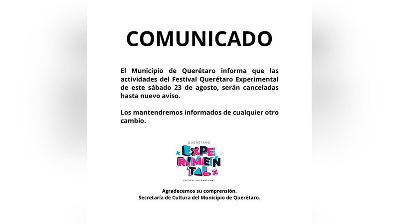 Cancelan eventos que había programados para este fin de semana en Querétaro en solidaridad a los afectados por inundaciones  