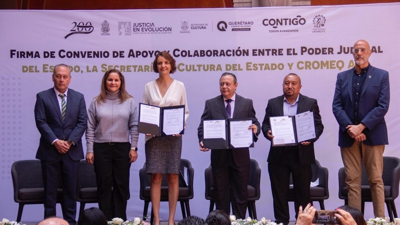 Firman convenio de colaboración SECULT, Poder Judicial del estado y CROMEQ 