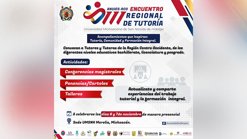 Tutoras y tutores de la Región Centro Occidente de la ANUIES se reunirán en la UMSNH 