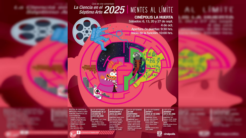 Presentan ciclo de cine comentado La ciencia en el séptimo arte 2025, para explorar las “Mentes al límite” 