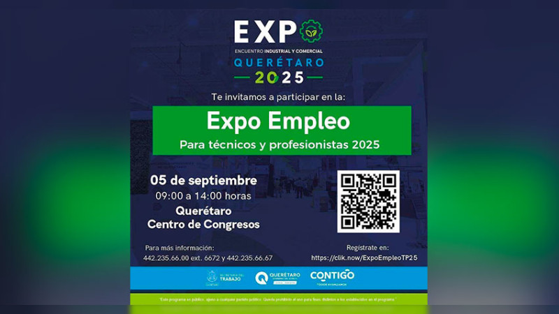 Anuncia ST de Querétaro Expo Empleo para técnicos y profesionistas 