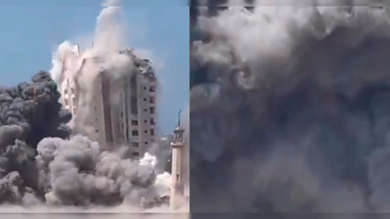Derrumba ejército israelí edificio de gran altura en Gaza 