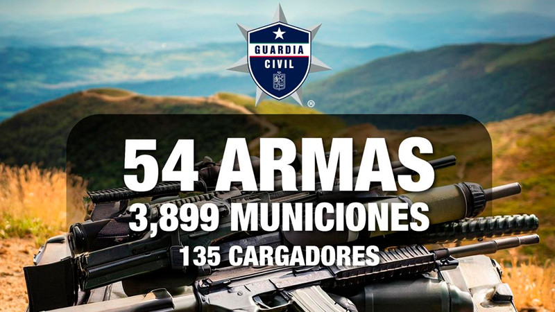 SSP decomisó 54 armas de fuego en Michoacán durante agosto 