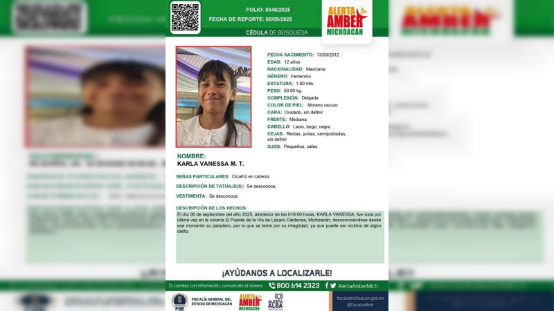 Intensifican búsqueda de menor desaparecida en Lázaro Cárdenas