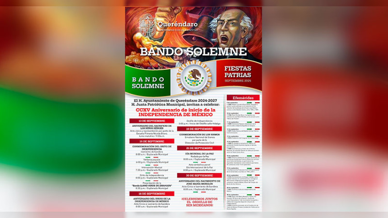 Queréndaro arranca el Mes Patrio con la publicación del Bando Solemne 