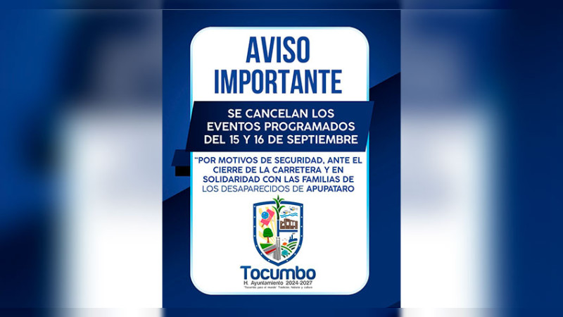 Zinapécuaro, Uruapan, Peribán y Tocumbo, los municipios que decidieron suspender las Fiestas Patrias por inseguridad en Michoacán 