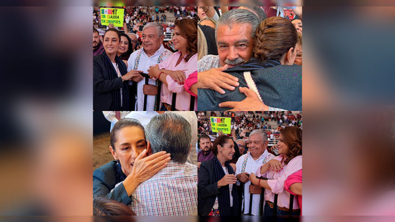 Fabiola y Morón los consentidos de la Presidenta de México, Claudia Sheinbaum, así los saludó en su visita a Morelia 