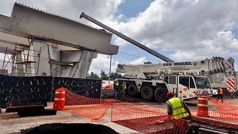 Megaobra del distribuidor vial La Hielera avanza con instalación de dos vigas de 30 toneladas: Bedolla 