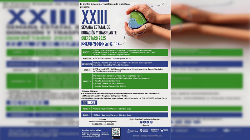 Fortalecen en Querétaro la cultura de donación de órganos y tejidos 
