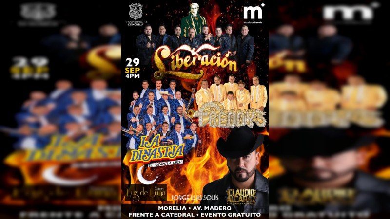 Presenta Gobierno de Morelia cartelera completa para baile del 29 de septiembre 