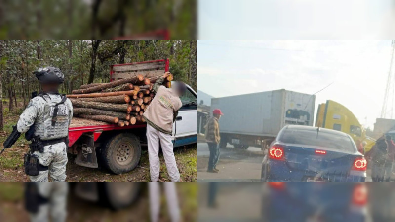 Comuneros desatan bloqueos y robo de vehículos en Uruapan, Michoacán, por aseguramiento de 14 camionetas con madera de talamontes  