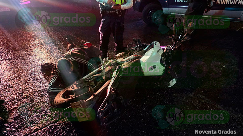 Joven resulta herido al derrapar con su motocicleta en Zamora, Michoacán 