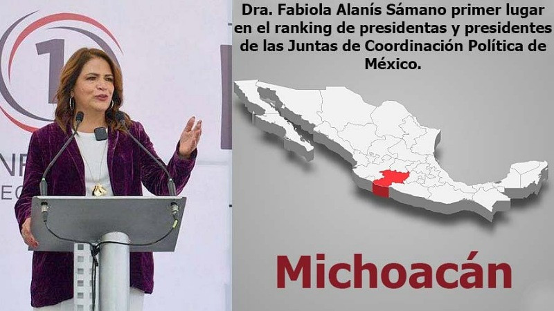Michoacán tiene a la presidenta de Jucopo mejor evaluada del país: Fabiola Alanís 
