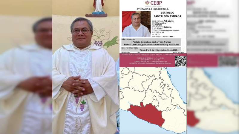 Asesinan en Guerrero al sacerdote Bertoldo Pantaleón: estaba reportado como desaparecido 
