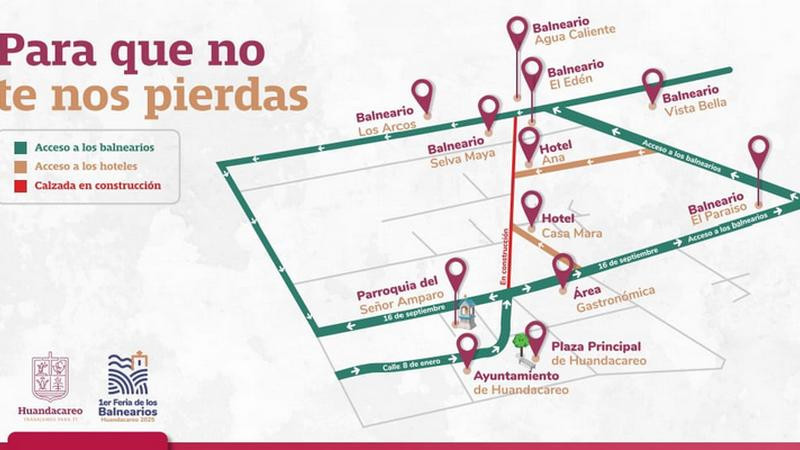 Alexis Velázquez presenta mapa turístico de la 1era Feria de los Balnearios en Huandacareo 