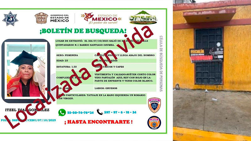 Localizan sin vida a joven en Tepetixtla, Estado de México; se encontraba desaparecida tras salir a cenar con amigo 