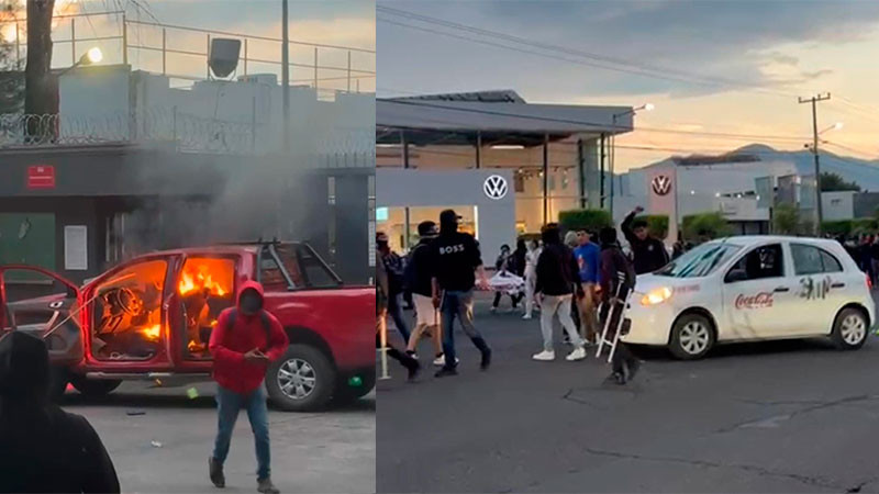 Por segundo día, normalistas causan destrozos durante manifestación en Morelia, Michoacán  