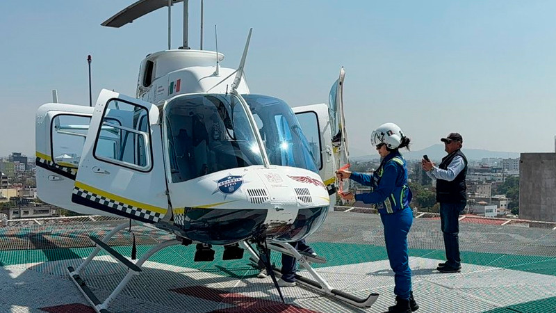 En helicóptero de la SSP Michoacán se realiza traslado de órgano con fines de trasplante a la CDMX 