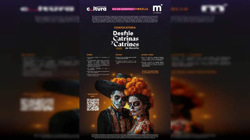 Continúa abierta la convocatoria a Desfiles de Catrinas y Catrines de SeCultura Morelia  