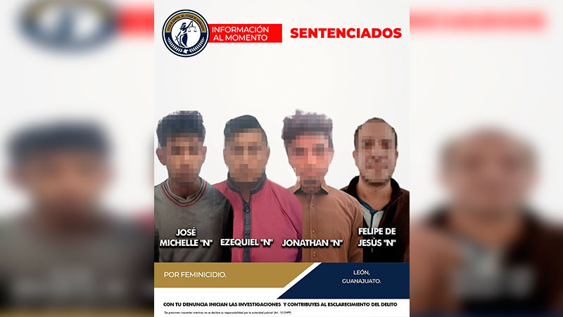 Sentencian a cuatro hombres responsables de feminicidio en León, Guanajuato