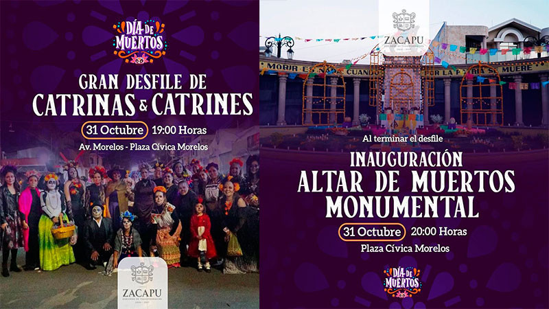 Zacapu se llena de tradición y color con el Gran Desfile de Catrinas y el 1er Festival del Pan de Muerto y Chocolate 