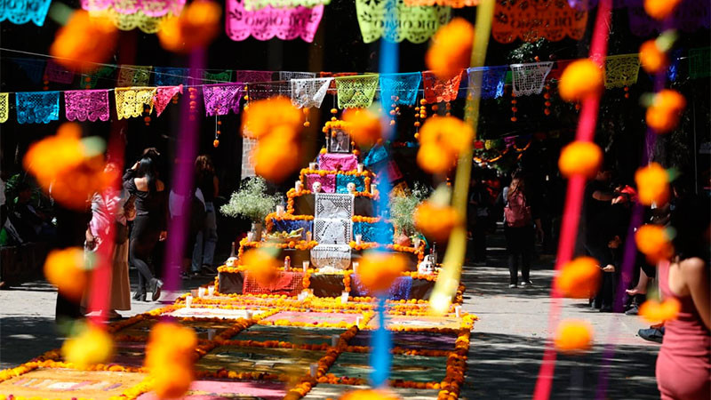 Recorre Alfonso Martínez altares y tapetes florales en plazas públicas de Morelia, Michoacán