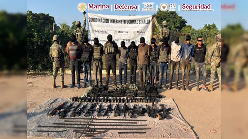 Marina logra mega captura tras enfrentamiento con célula de Sinaloa: hay 13 detenidos con arsenal y vehículos blindados