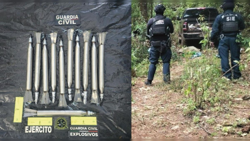 Hallan campamento con 11 bombas listas para estallar en Salvador Escalante, Michoacán