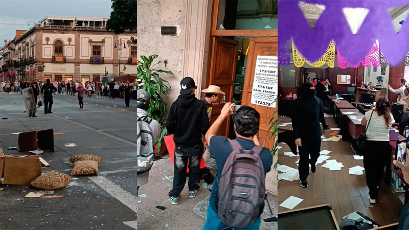 Manifestantes irrumpen en Palacio de Gobierno en Morelia, Michoacán; exigen la revocación de mandato por homicidio de Carlos Manzo   