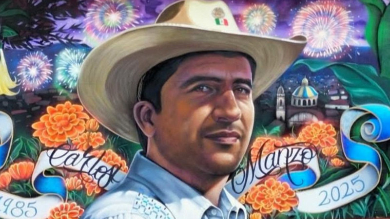 Rinden homenaje a Carlos Manzo, alcalde asesinado de Uruapan, con emotivo mural 