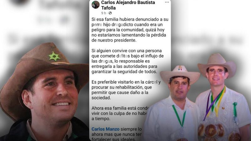 "Ni un drogadicto más entre nosotros": Carlos Bautista Tafolla lanza polémico mensaje a supuesto homicida de Carlos Manzo tras su velorio 
