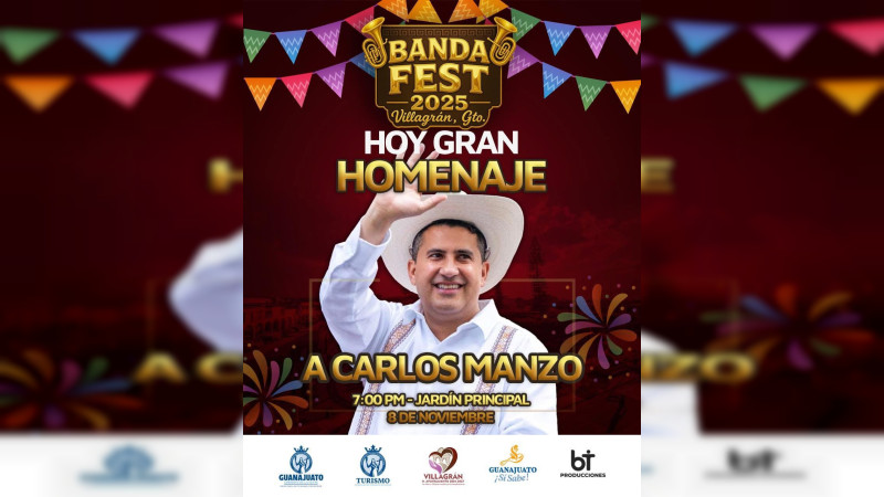 Rinden emotivo homenaje a Carlos Manzo durante el Banda Fest en Villagrán, Guanajuato 