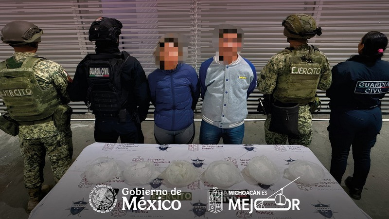 Blindaje Morelia: aprehenden a dos con 5 kilogramos de estupefaciente 