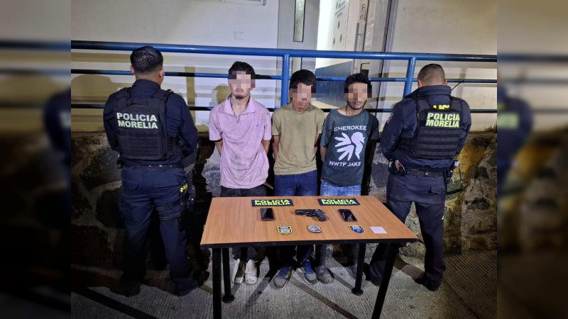 Policía de Morelia, Michoacán, frustra asalto y captura a tres hombres tras persecución nocturna 