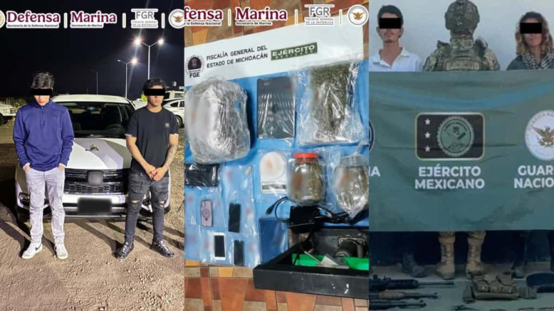 Detienen a 5 personas, aseguran armas de fuego y estupefacientes en acciones del Plan Michoacán 