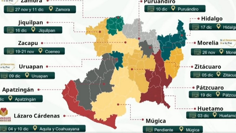 Morelia y Zamora: entregan 17 armas, 5 rifles y 32 granadas en catedrales durante jornada de desarme 