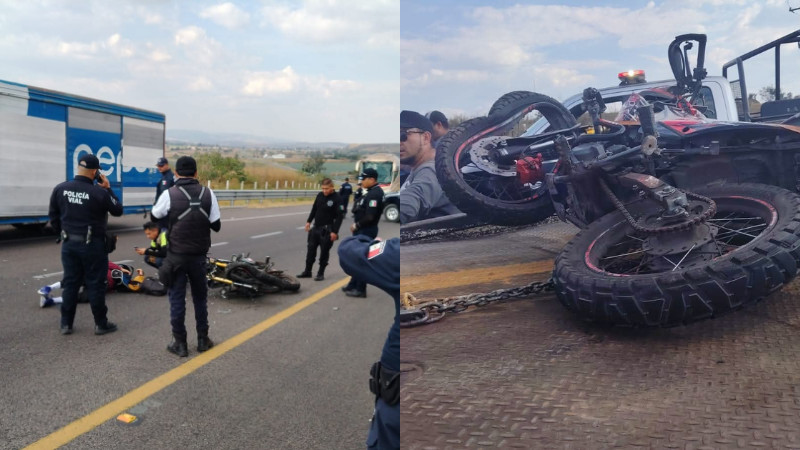 Mujer y su hijo resultan heridas al accidentarse con su motocicleta en La Piedad, Michoacán 