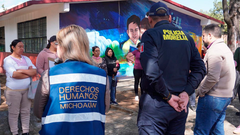 En la colonia El Porvenir, la Policía Morelia y CEDH refuerzan acciones de seguridad y atención ciudadana 