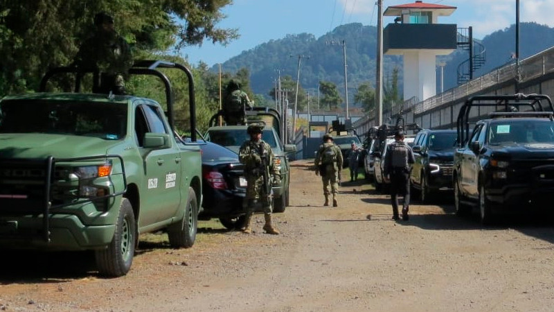 Arriba García Harfuch a Uruapan, Michoacán 