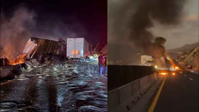 Caos en la Monterrey–Saltillo: tráiler se incendia y provoca el cierre total de la autopista 