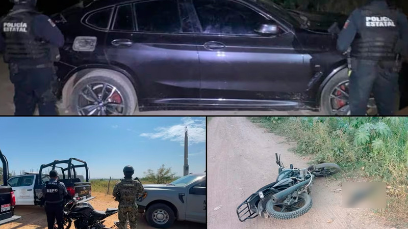 Aseguran vehículos, armas y estupefacientes durante operativos en Sinaloa 