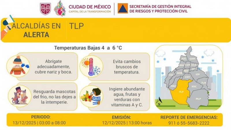 Se activa Alerta Amarilla por pronóstico de temperaturas en Ciudad de México 