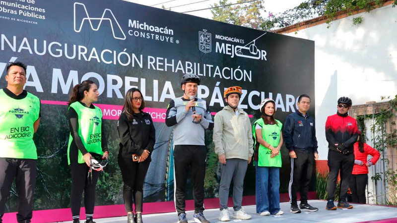 Inaugura Bedolla rehabilitación de 19 km de ciclovía tenencia Morelos-Tiripetío 