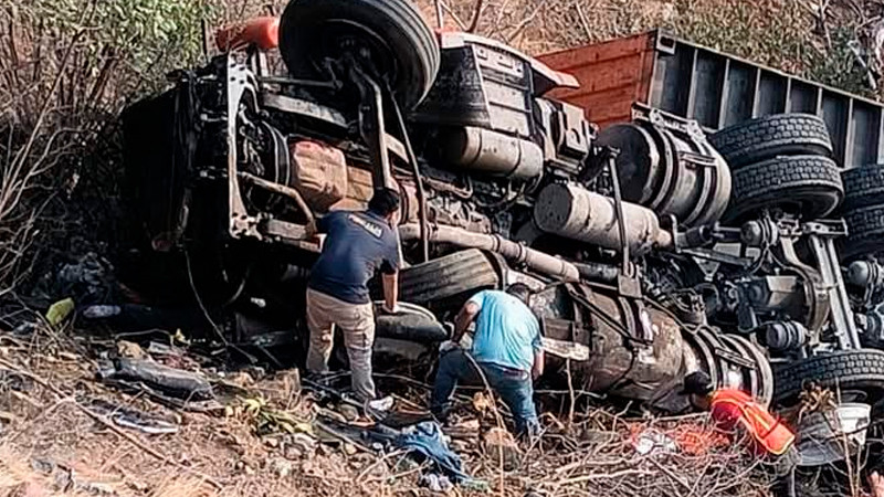 Camión de carga cae en barranco; circulaba por la Siglo XXI 