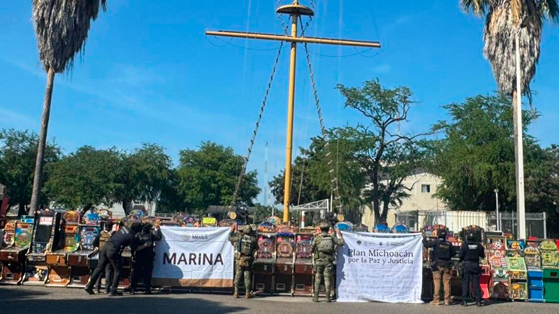 En LC, Michoacán aseguran 183 máquinas tragamonedas relacionadas con delitos contra la salud y extorsión 