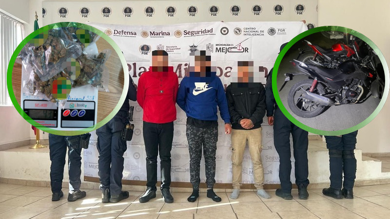 Caen por cobro de piso dos colombianos y un venezolano en Morelia, Michoacán: les aseguran motos robadas y estupefaciente  