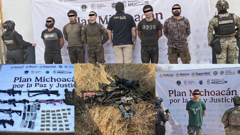 Aseguran a seis personas y arsenal durante operativo militar en Buenavista Tomatlán 