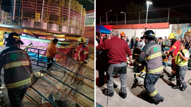 Personas salen disparadas de juego mecánico en Puebla; hay 3 heridos 