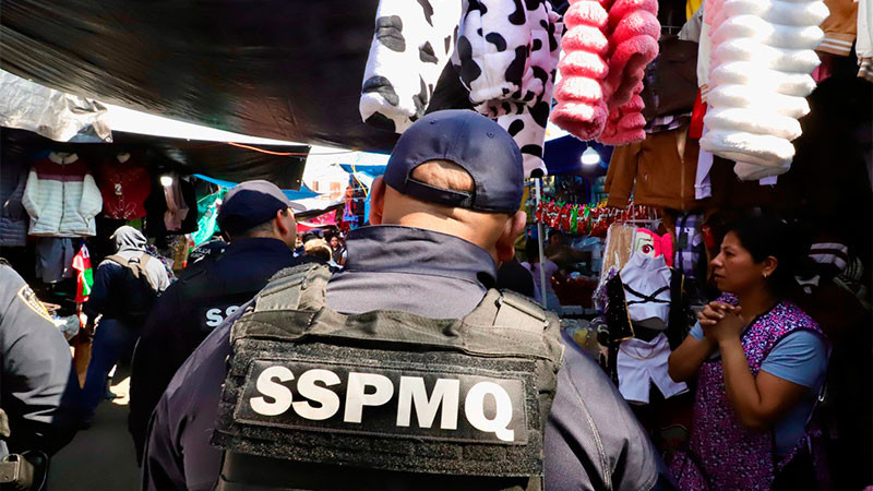 Colaboración entre comerciantes y autoridades de la SSPMQ ha permitido la detención de dos personas por el delito de robo en el Mercado Escobedo  